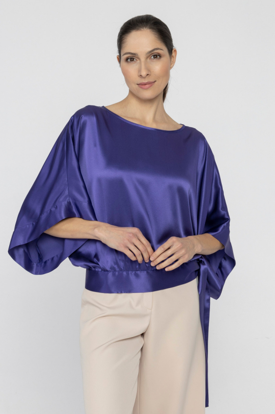 Schimmernde Seidenbluse in Lila