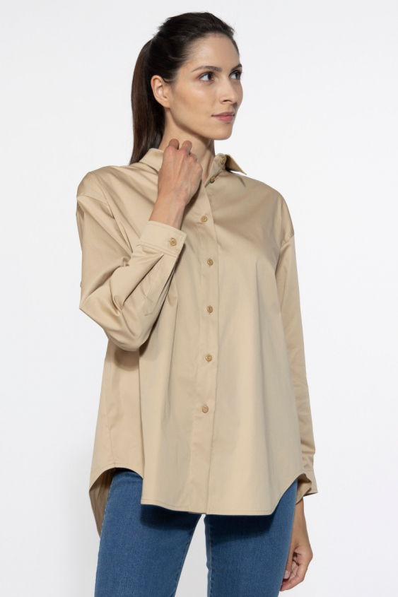 Beige shirt with extended back