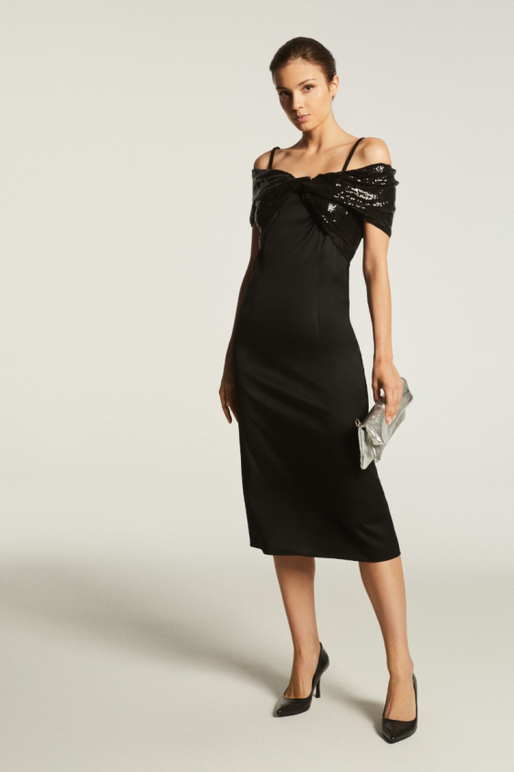 Abendkleid mit paillettenbesetztem Oberteil
