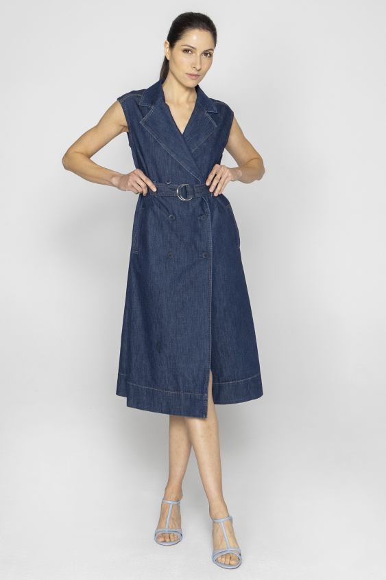 Sleeveless denim shirt dress