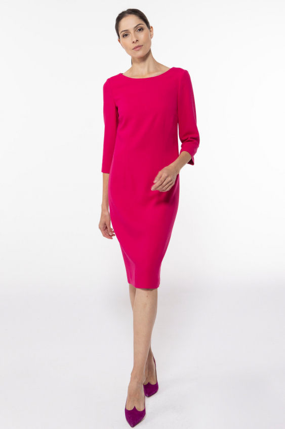 Kleid in Magenta mit 3/4-Ärmeln