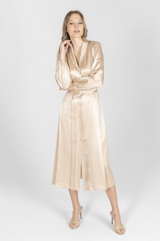 Beżowa szmizjerka z jedwabiu