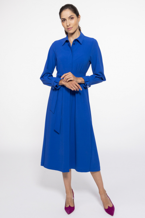 Kobaltblaues elegantes Hemdblusenkleid