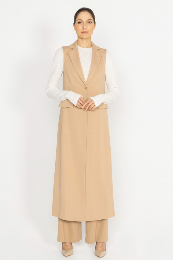 Lange Weste in Gold und Beige