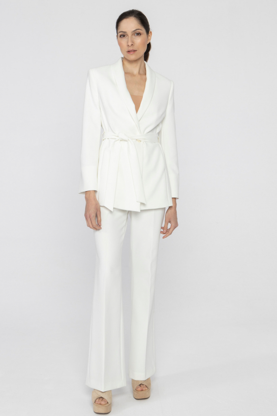 Elegant cream wide-leg trousers 