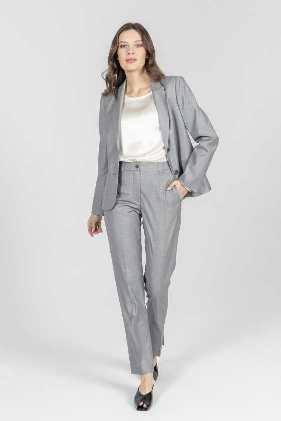 Szare spodnie z lekko połyskującej tkaniny