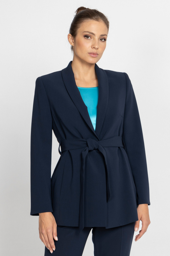 Marineblauer Blazer mit Taillenbund