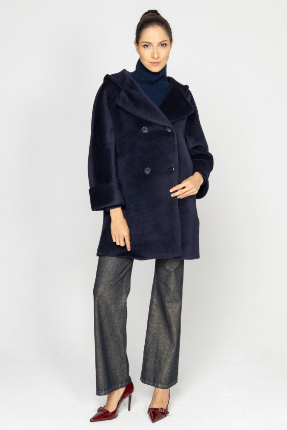  Short navy blue wool coat