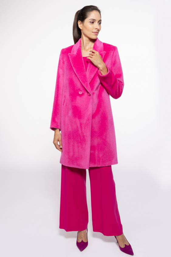 Langfloriger Kurzmantel in Magenta