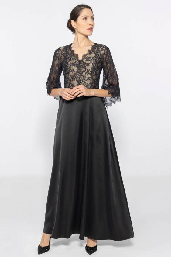 Black dress finished with lace