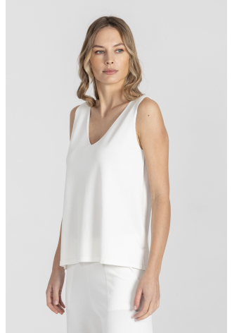 Biały dzianinowy top