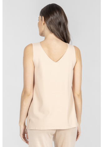 Beżowy top z szerokimi ramiączkami