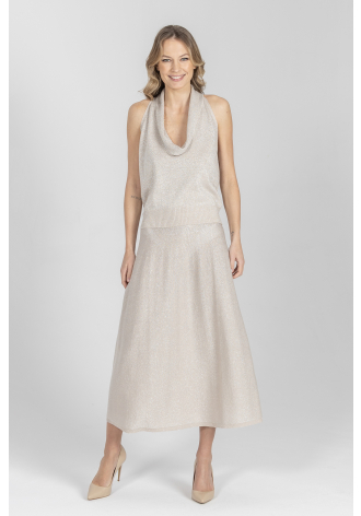 Beżowy top z efektownym dekoltem