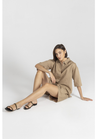 Beige short-sleeved shirt
