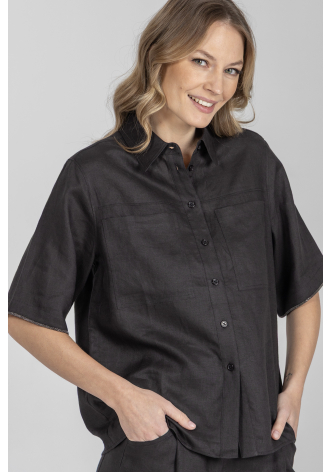 Lniana bluzka z krótkim rękawem