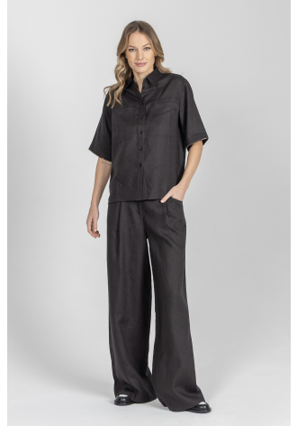 Lniana bluzka z krótkim rękawem