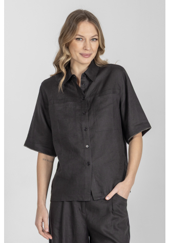 Lniana bluzka z krótkim rękawem
