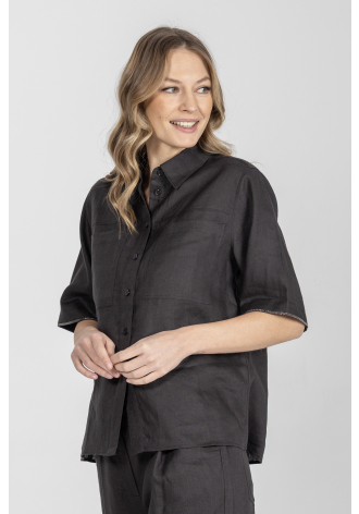 Lniana bluzka z krótkim rękawem