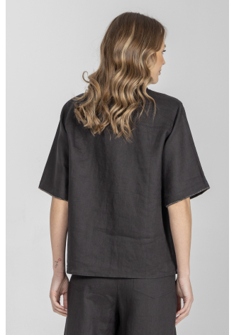 Lniana bluzka z krótkim rękawem