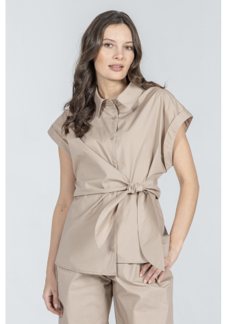 Bluzka z krótkim rękawem z wiązaniem w pasie