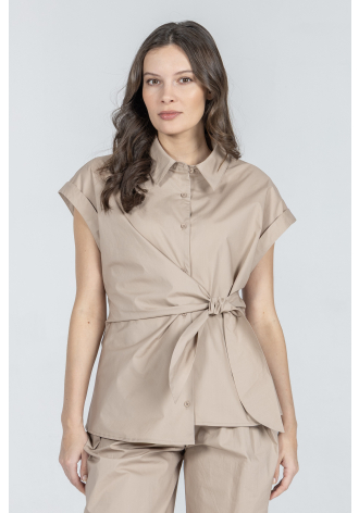 Bluzka z krótkim rękawem z wiązaniem w pasie