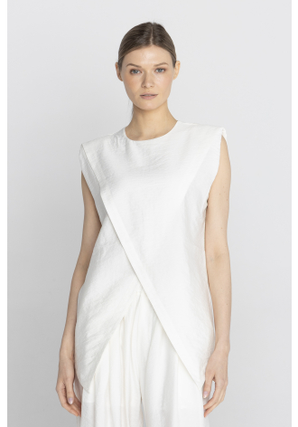 Bluzka bez rękawów w kolorze kremowej bieli