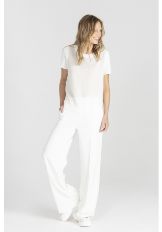  Cream short sleeve blouse