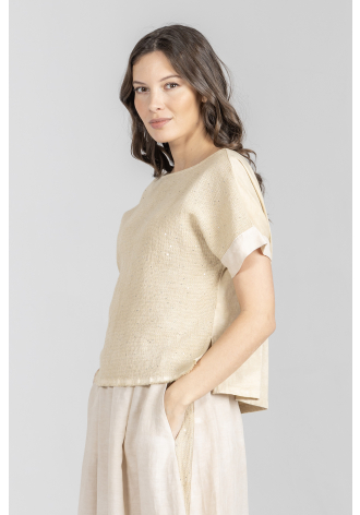 Bluzka z krótkim rękawem w kolorze beżowym