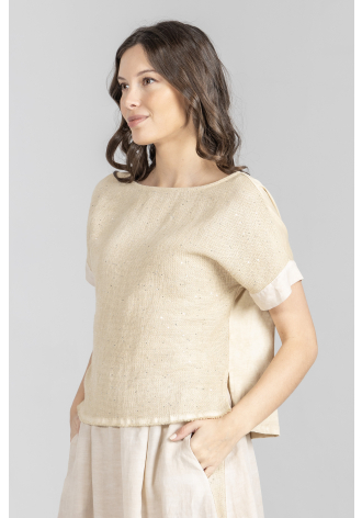 Bluzka z krótkim rękawem w kolorze beżowym
