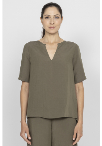 Khaki short-sleeved blouse