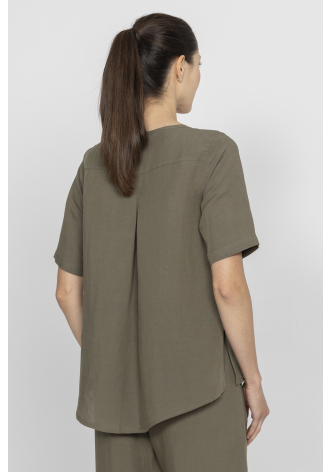 Khaki short-sleeved blouse