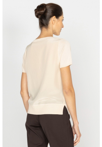 Elegant beige short-sleeved blouse