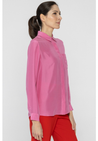 Różowa koszula z jedwabiu