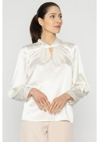 Elegant cream silk satin blouse 