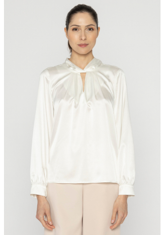 Elegant cream silk satin blouse 