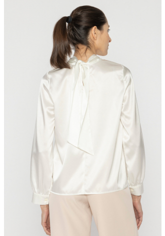 Elegant cream silk satin blouse 