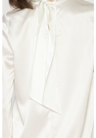 Elegant cream silk satin blouse 