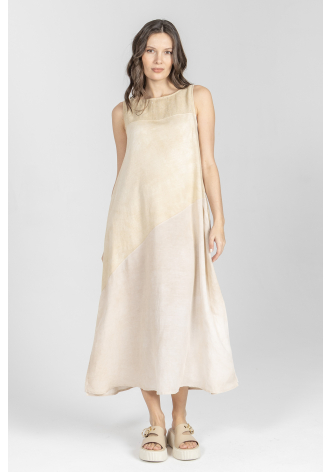 Luźna sukienka maxi w kolorze beżowym