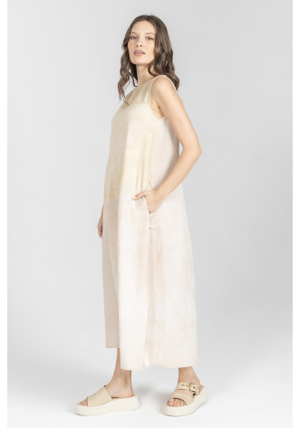 Luźna sukienka maxi w kolorze beżowym