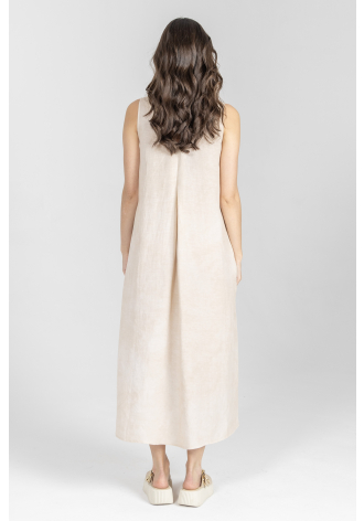 Luźna sukienka maxi w kolorze beżowym