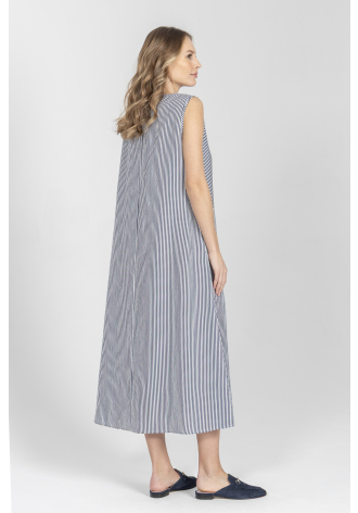 Sukienka maxi w biało-niebieskie paski