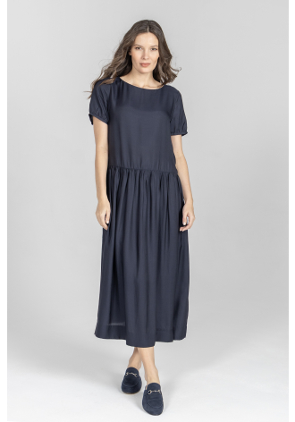 Granatowa sukienka z odcięciem w talii