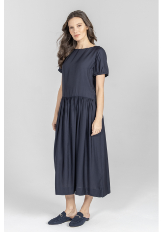 Granatowa sukienka z odcięciem w talii