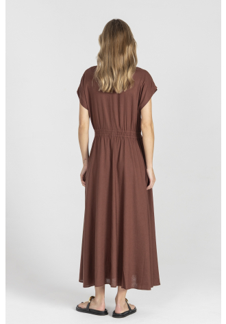 Braunes kurzärmeliges Baumwollkleid