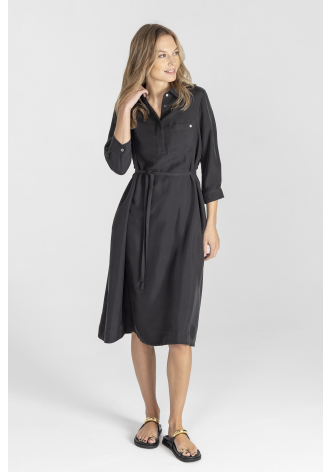 Black dress with silk collar