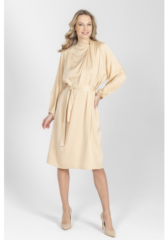 Biznesowa sukienka w kolorze beżowym