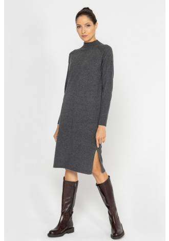  Graphite knitted dress with side slits