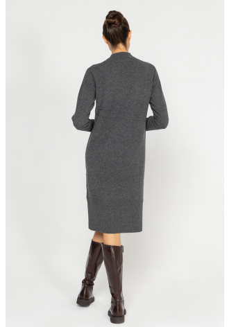  Graphite knitted dress with side slits