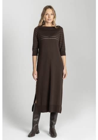 Brązowa dzianinowa sukienka 