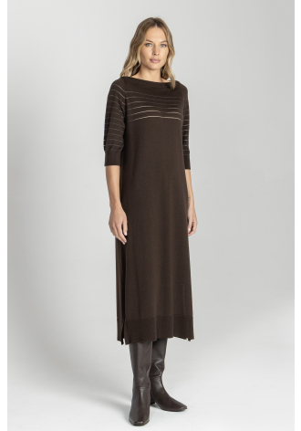 Brązowa dzianinowa sukienka 